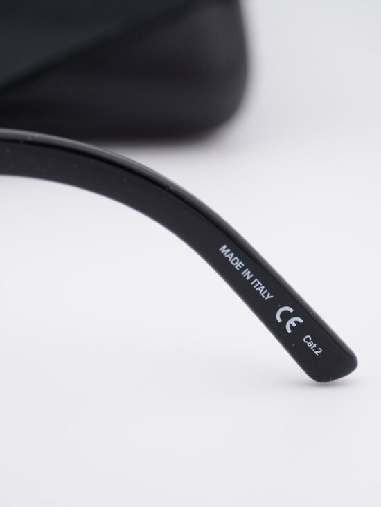 Balenciaga BB0004S 006 Shield Sunglasses - Black / Gold Mirror